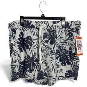 NAUTICA Linen Blend Shorts Blue Floral Size XXL